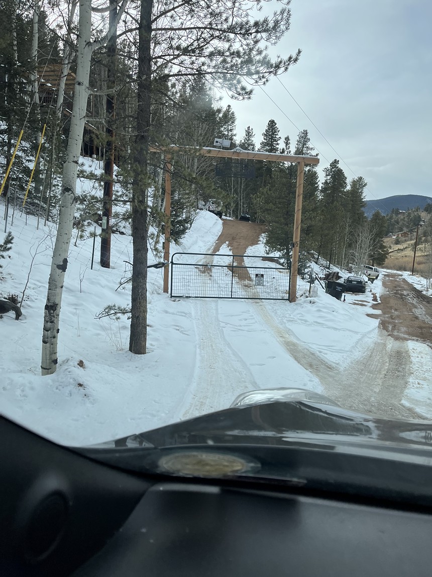 The road on the right is Stucke Road, where students got stuck that day. On the left is the entrance to Jon Spencer's private property. - DEBBIE STAFFORD