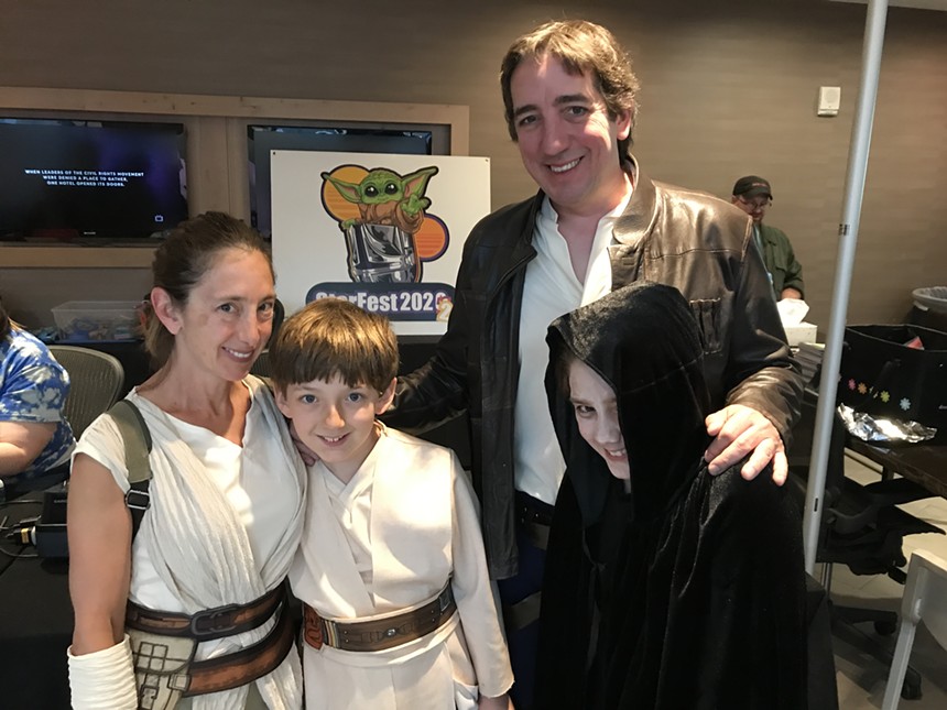 Lara (Rey) and Scott (Han Solo) with their younglings Beckett (Luke) and Quentin (Palpatine) - TEAGUE BOHLEN