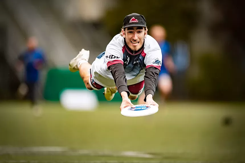 Mathieu Agee lays out to score in the Summit's game against the Seattle Cascades. - JONNY RED/@J.RED_PHOTOGRAPHY