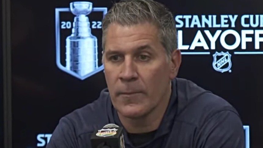 Head coach Jared Bednar at the microphone. - EDMONTON OILERS VIA YOUTUBE