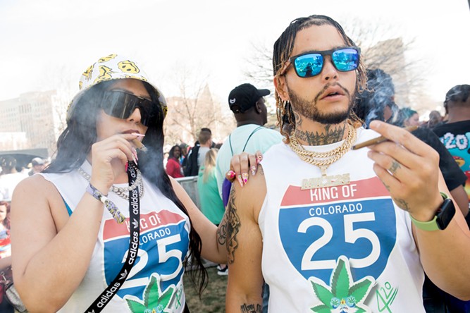 The Mile High 420 Festival at Civic Center Park has always hosted unsanctioned pot consumption, but licensed companies can't get in on the fun. - JACQUELINE COLLINS