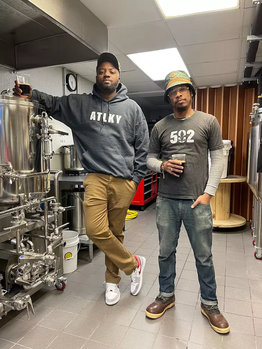 Fish Scales, left, stands with Skinny DeVille at Atlantucky Brewing. - COURTESY ATLANTUCKY BREWING