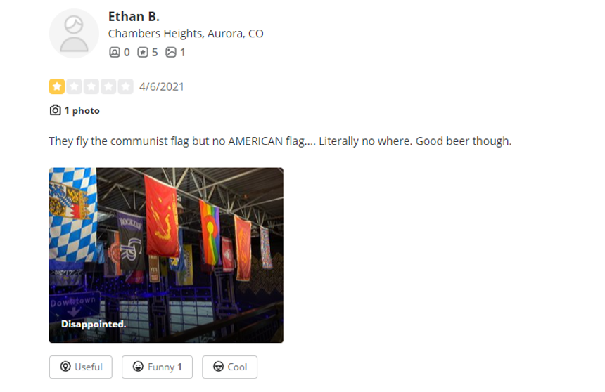 Flying the flag for another top local brewery? A star. -YELP