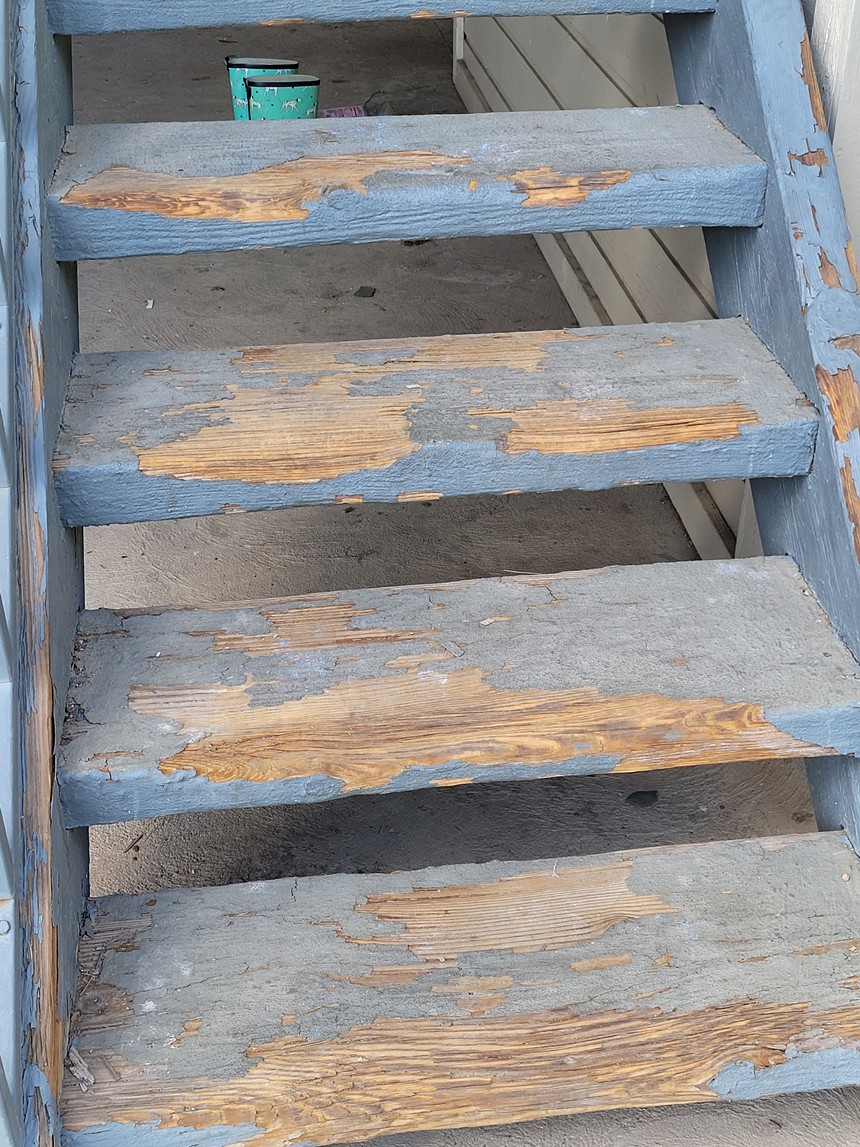 Other tenants have expressed concerns over maintenance issues, including these stairs. - ANNA SLAVEN