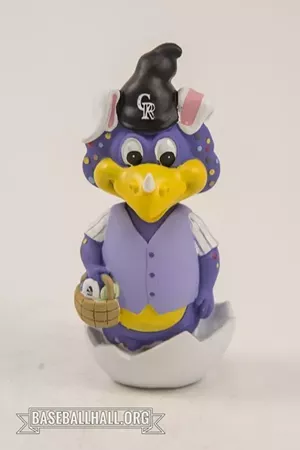 Dinger's Easter bobblehead celebrating his 20th birthday in Denver.