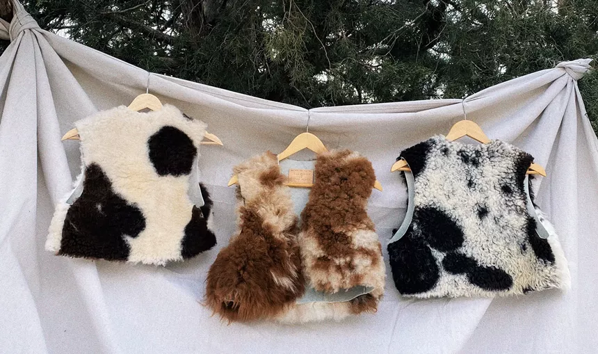 bolero vests made from sheepskin