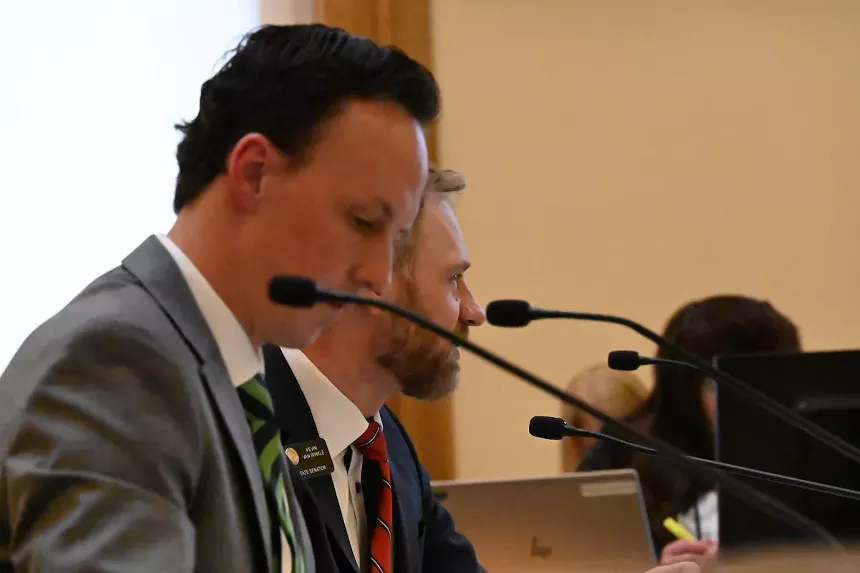 State Sen. Dylan Roberts, D-Avon, and Sen.Kevin Van Winkle, R-Highlands Ranch, present several amendments to Senate Bill 271 on Wednesday in front of the Colorado Senate Finance Committee.