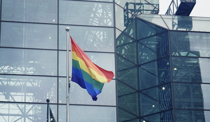 a rainbow pride flag