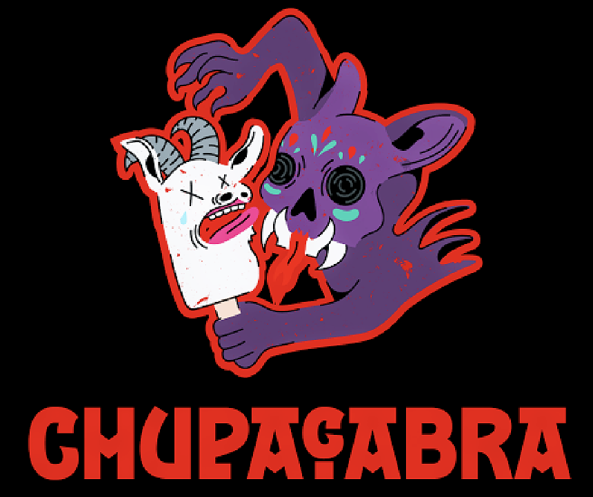 a graphic of a chupacabra eating a goat paleta