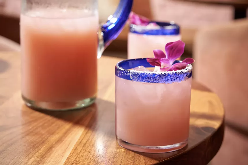 A pink cocktail in glasses