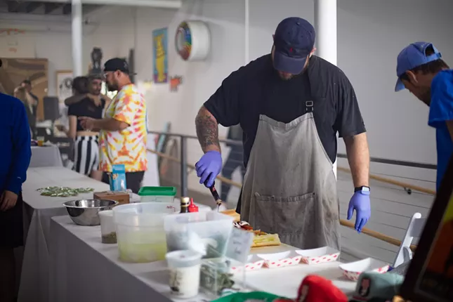 Little Arthur's Hoagies founder AJ Shreffler serves up Caprese sandwiches at a Denver pop-up