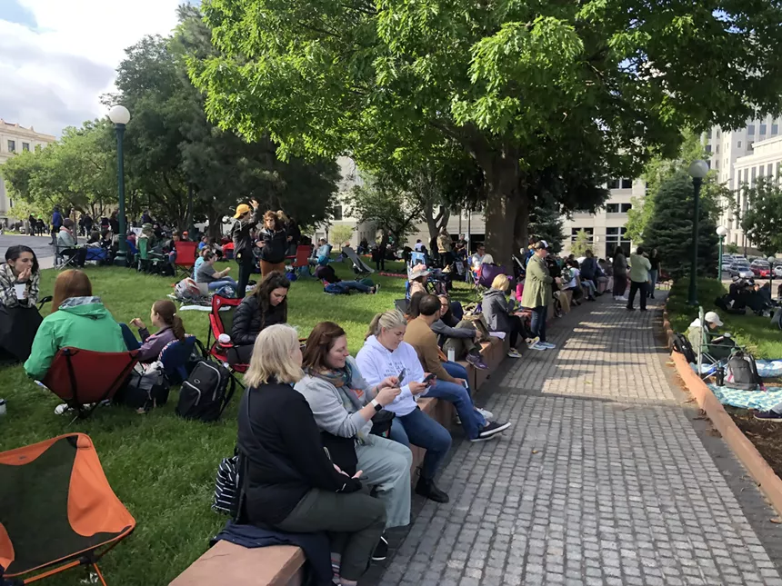 Here4TheKids protesters at the Colorado State Capitol building on June 5.