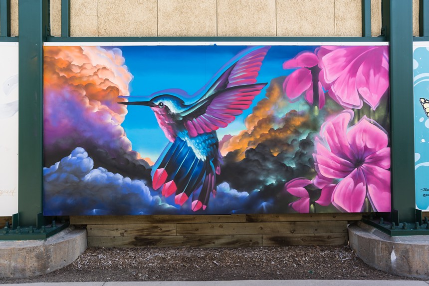 mural of a hummingbird