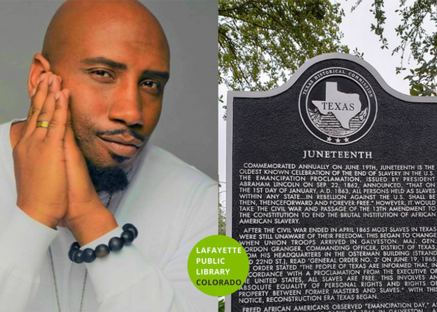 black male poet wearing a bracelet next to a historic sign