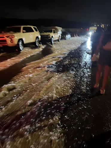 Hail at Red Rocks during the June 21 storm.