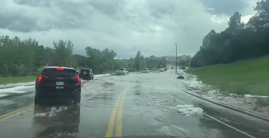 Flooding caused by the tornado that touched down in Highlands Ranch, Colorado on Thursday, June 22.