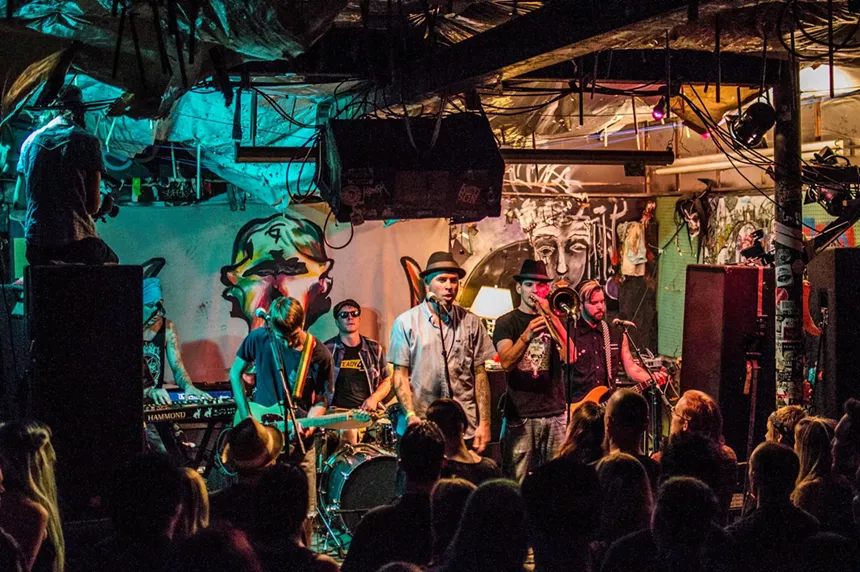 band playing a concert