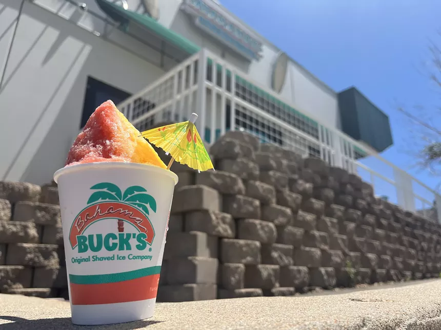 a styrofoam cup filled with shaved ice