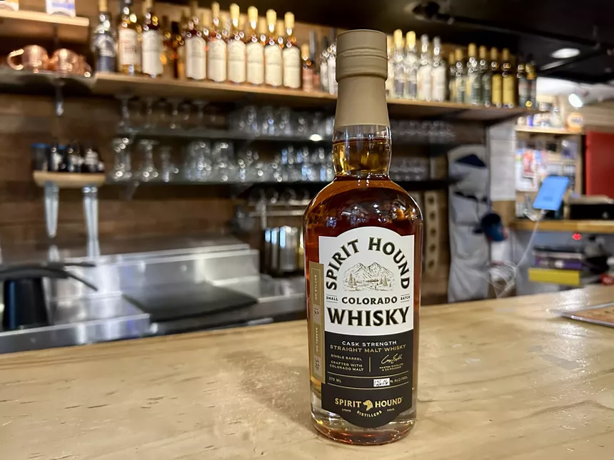 a bottle of whiskey on a counter
