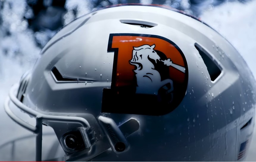 The new "snowcapped" Denver Broncos alternate helmet.