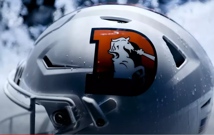 The new "snowcapped" Denver Broncos alternate helmet.