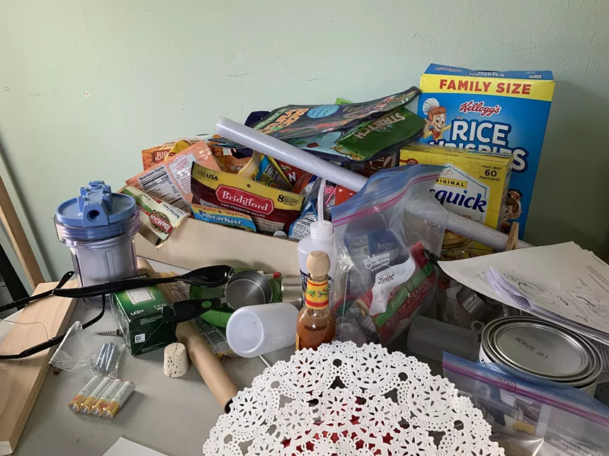 various food products in a cardboard box