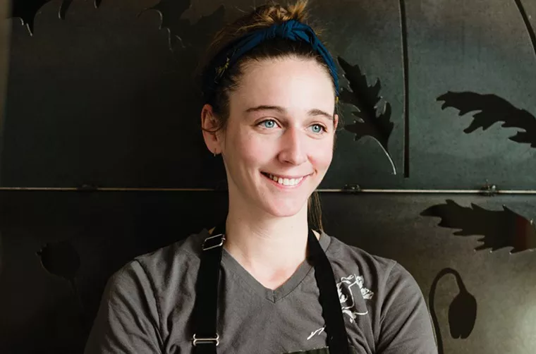 a woman smiling