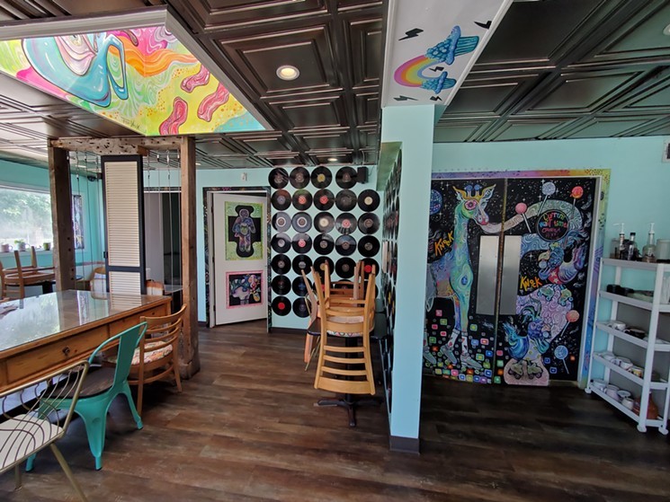 colorful murals inside a dining room