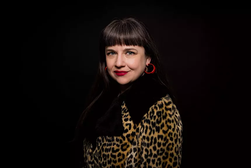 woman in animal print