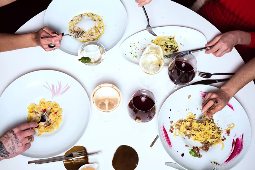 various plates of food on a table