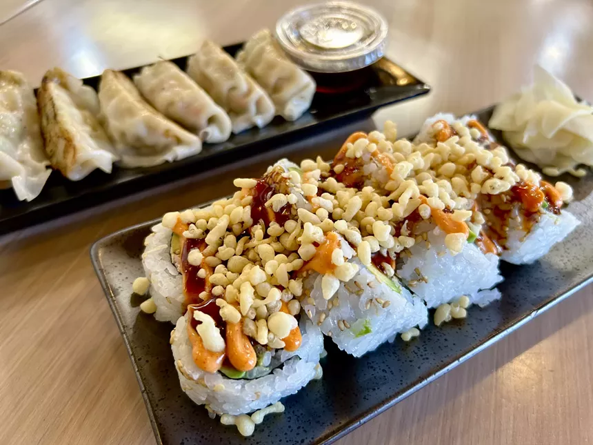 Vegan sushi and gyoza
