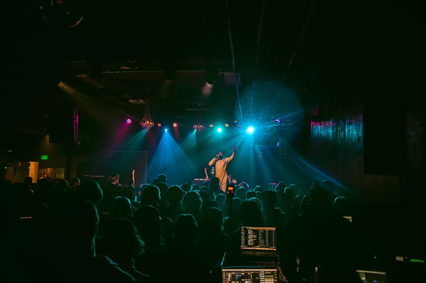 a shot of a rap concert