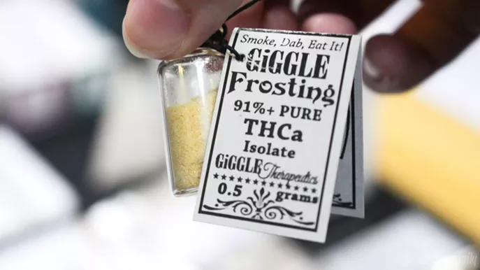 THCA isolate powder in a vial
