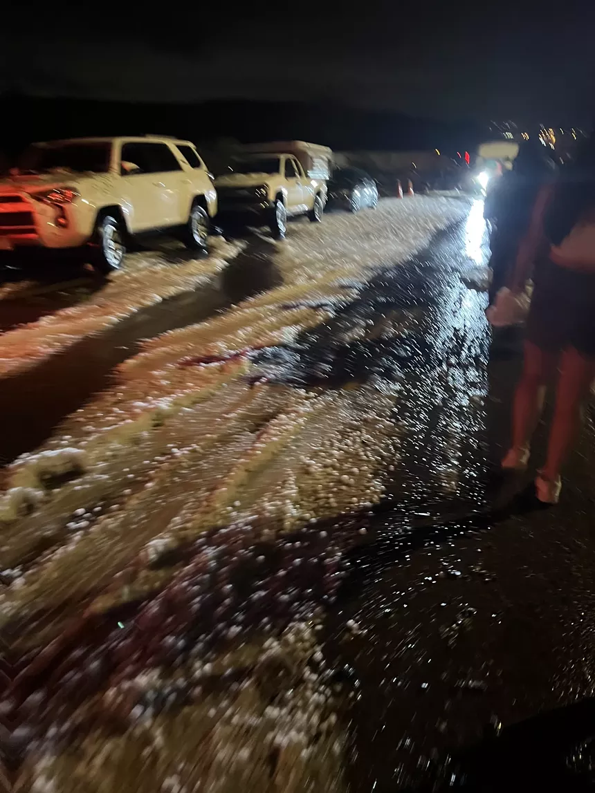 Hail at Red Rocks during the June 21 storm.