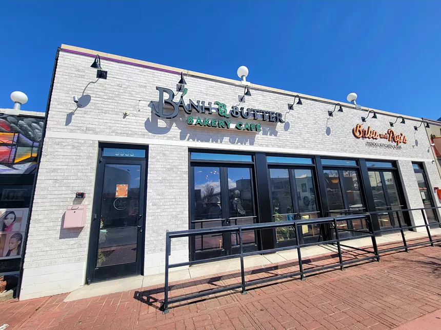 white brick storefront