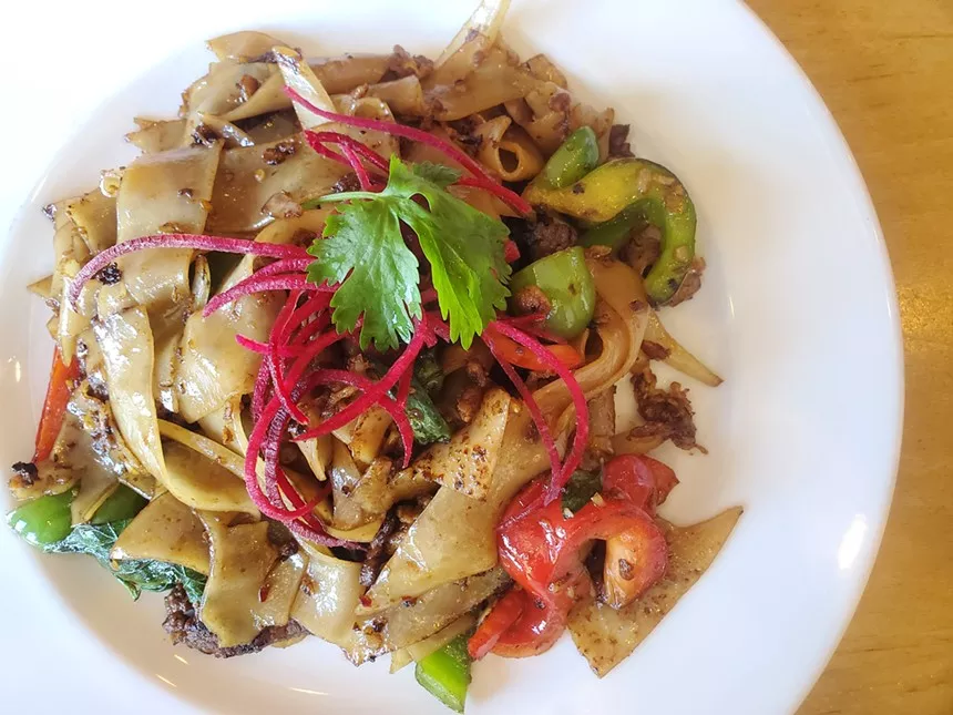 wide noodles on a plate