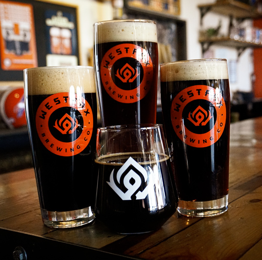 Four dark beer pictured.