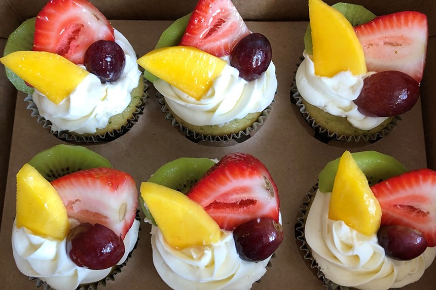 cupcakes topped with fruit