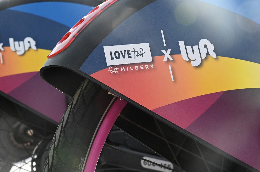 The Love Tap mark on the Lyft bike decals.