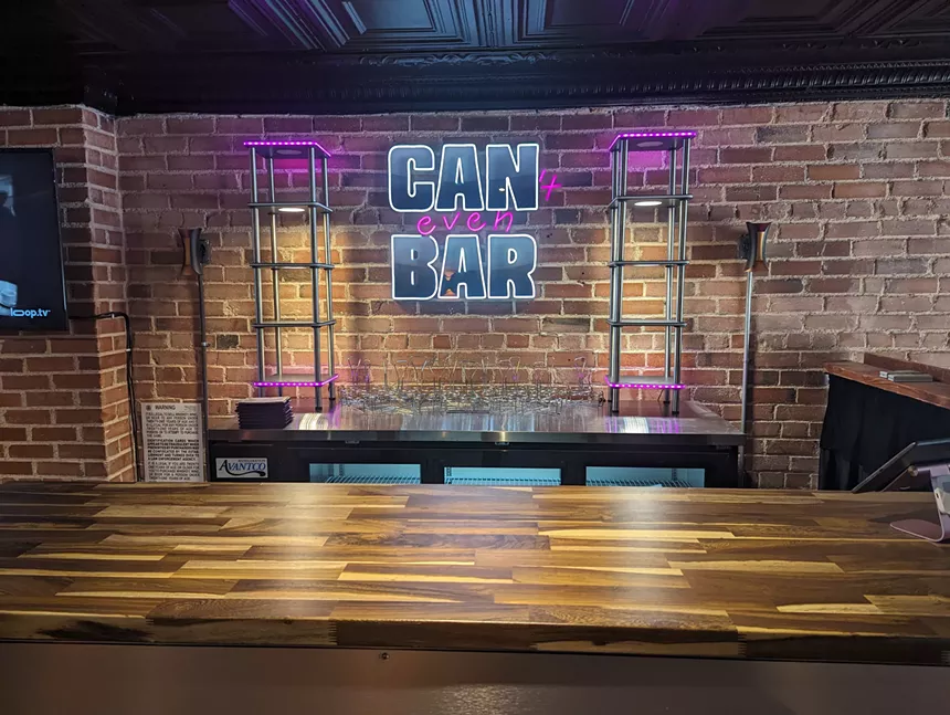 a wooden bar