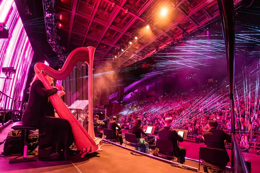 harp player on stage