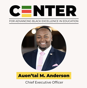 A portrait of Auon'tai Anderson for his Center for Advancing Black Excellence in Education.