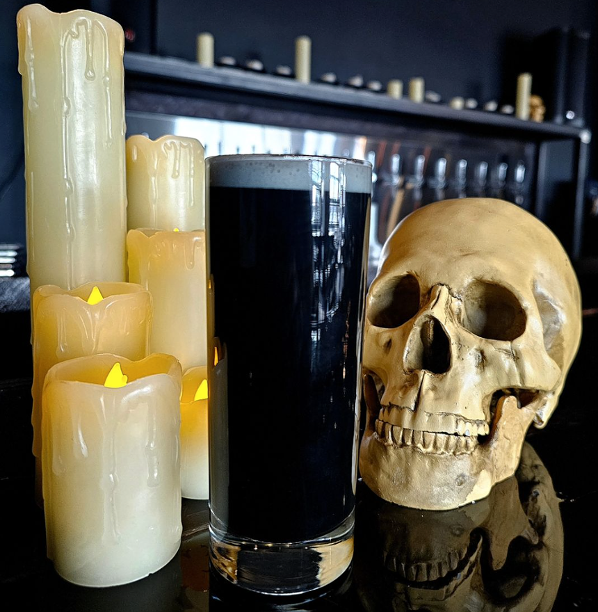 Skulls, candles and a dark beer