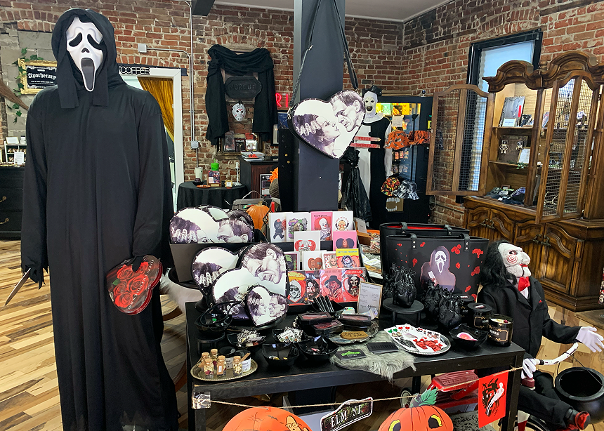inside of a horror-themed gift shop