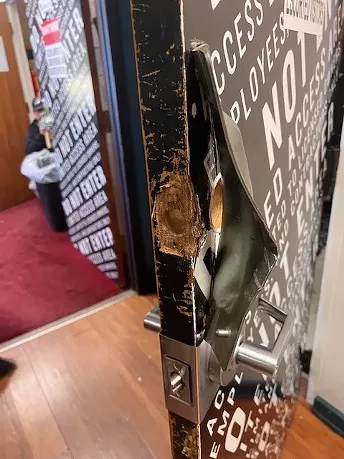 Broken security door