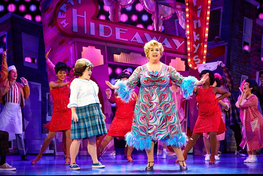 the cast of Broadway musical Hairspray on stage
