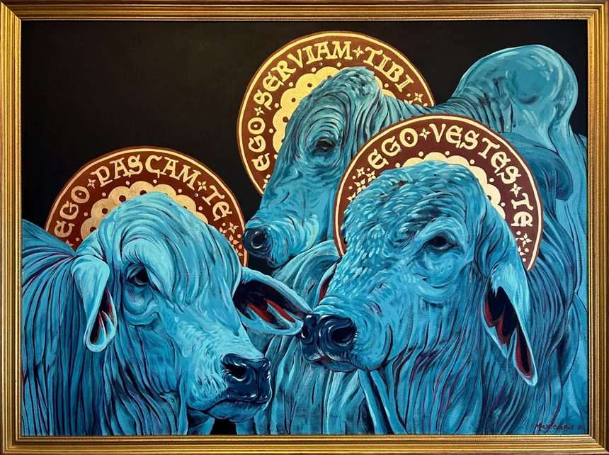 painting of blue cows
