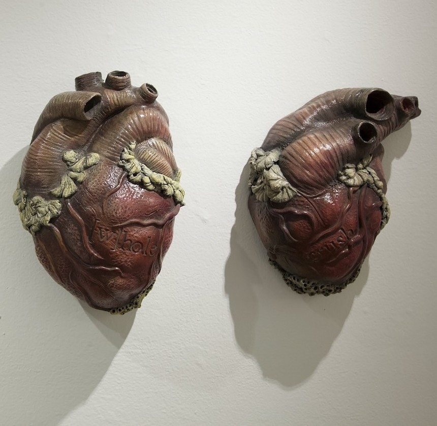 sculptures in the shape of hearts