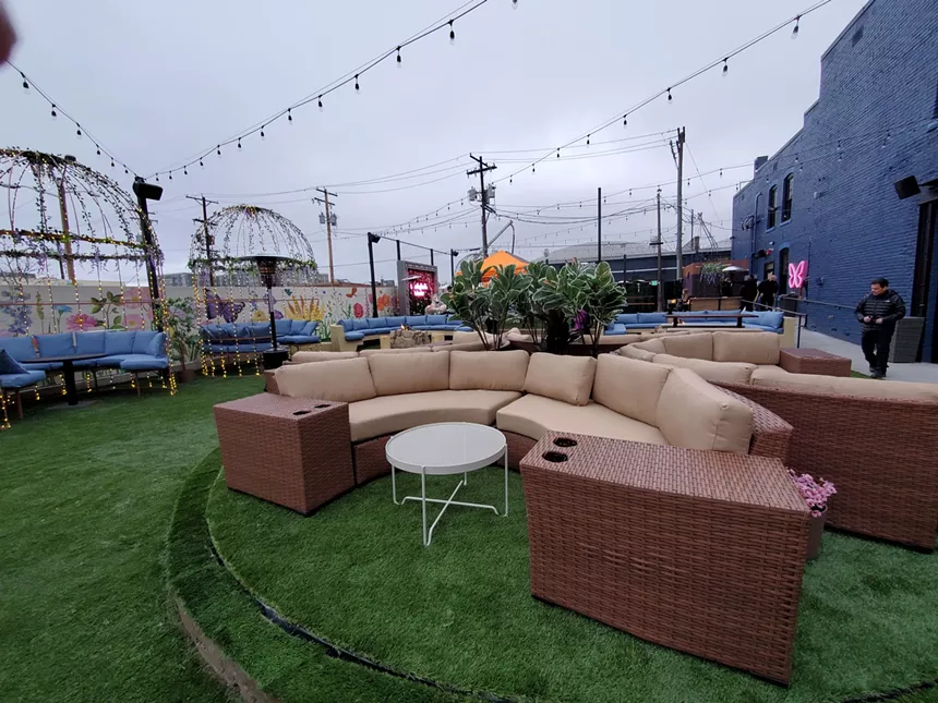 a couch on an outdoor patio