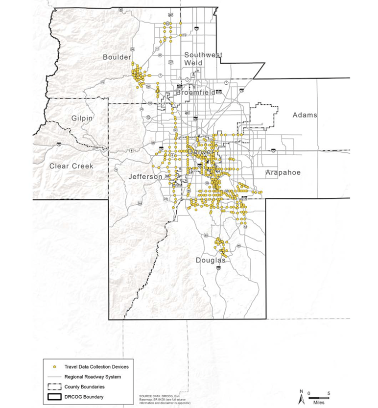 A map of all the Bluetooth detection devices currently in and around Denver.